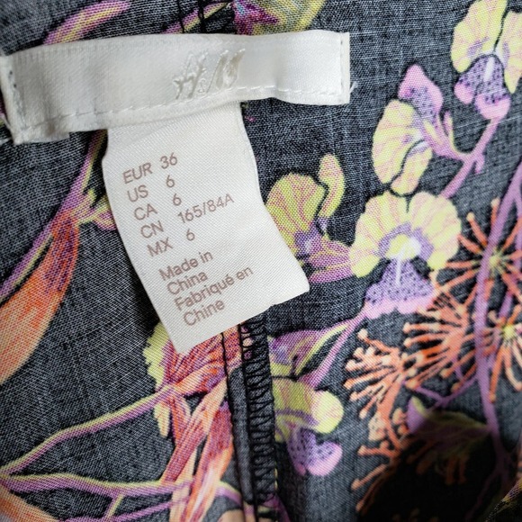 H & M Rainforest Floral Ruffle One Shoulder Viscose Dress size 6 - Picture 14 of 16